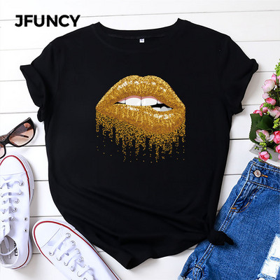 JFUNCY 100% bumbac de vară tricou pentru femei, cu gâtul O, cu mânecă scurtă, maiuri, S-5xl, ocazional, pentru femei