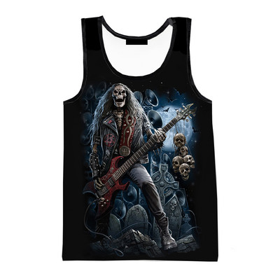 Vasaros laisvalaikio naujos mados kaukolė 3D spausdinti viršutiniai viršutiniai marškinėliai Vyriški moteriški marškinėliai be rankovių marškiniai Hiphopo gatvės drabužiai, dideli marškinėliai