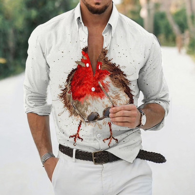 Havaju salu ziedu krekls vīriešiem ar 3d apdruku, putnu blūze ar garām piedurknēm pludmales brīvdienu Camisa lielizmēra 5xl krekls Homme 2022