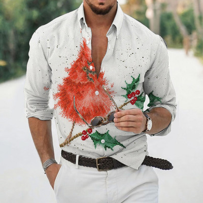 Havaju salu ziedu krekls vīriešiem ar 3d apdruku, putnu blūze ar garām piedurknēm pludmales brīvdienu Camisa lielizmēra 5xl krekls Homme 2022