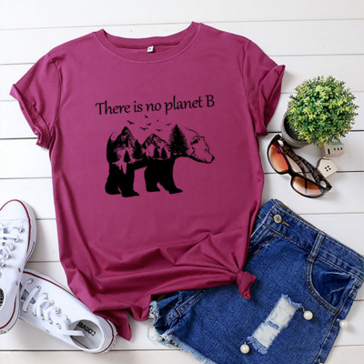 JFUNCY Sieviešu T-krekli 100% kokvilna ar īsām piedurknēm sieviešu vasaras topi Aizsargā vidi Ikdienas T krekls Sieviešu T-krekli