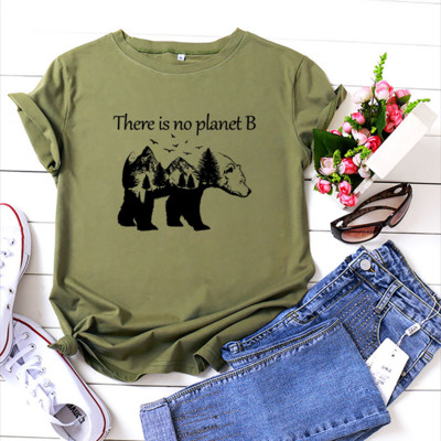 JFUNCY Sieviešu T-krekli 100% kokvilna ar īsām piedurknēm sieviešu vasaras topi Aizsargā vidi Ikdienas T krekls Sieviešu T-krekli