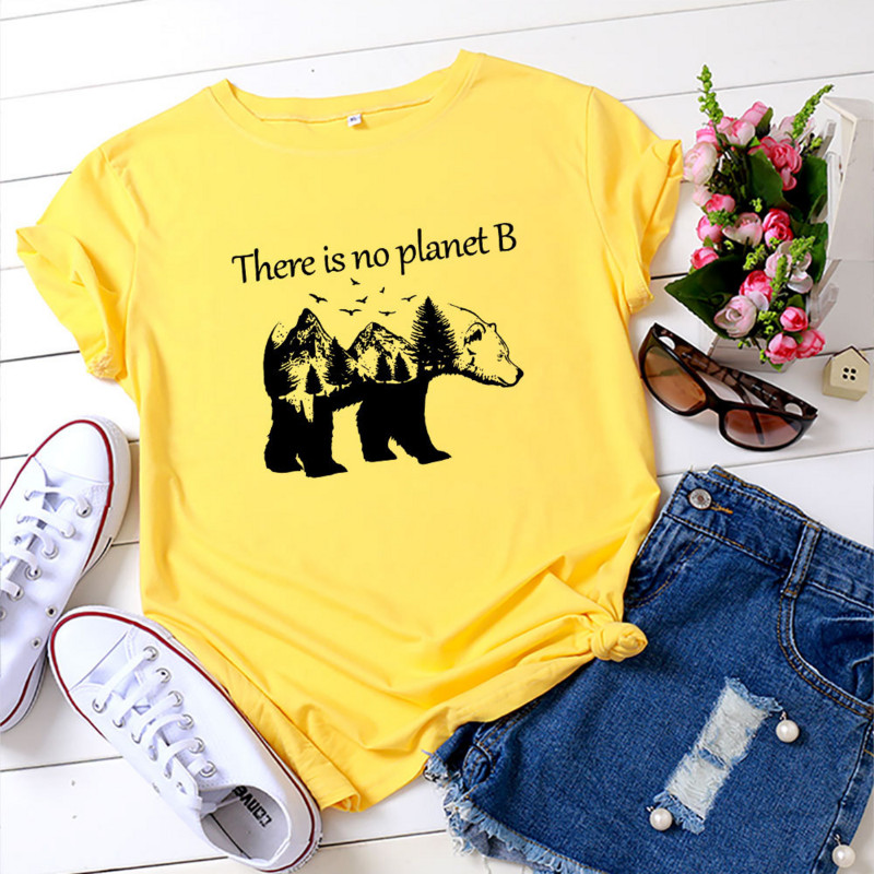 JFUNCY Sieviešu T-krekli 100% kokvilna ar īsām piedurknēm sieviešu vasaras topi Aizsargā vidi Ikdienas T krekls Sieviešu T-krekli