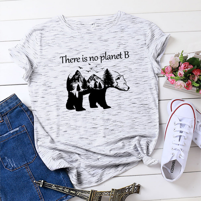 JFUNCY Sieviešu T-krekli 100% kokvilna ar īsām piedurknēm sieviešu vasaras topi Aizsargā vidi Ikdienas T krekls Sieviešu T-krekli