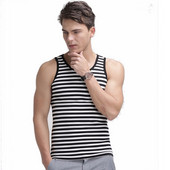 Καλοκαιρινό φανελάκι ανδρικό βαμβακερό Ριγέ σφιχτό bodybuiding απαλό και αναπνεύσιμο