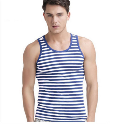 Καλοκαιρινό φανελάκι ανδρικό βαμβακερό Ριγέ σφιχτό bodybuiding απαλό και αναπνεύσιμο