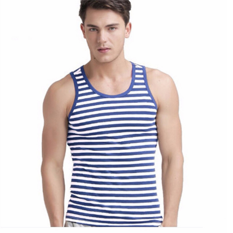 Καλοκαιρινό φανελάκι ανδρικό βαμβακερό Ριγέ σφιχτό bodybuiding απαλό και αναπνεύσιμο