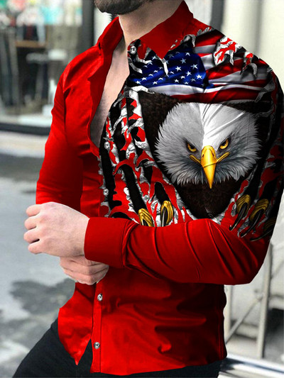 Modna muška košulja s otvorenim ovratnikom, ležerne košulje, crno-bijele majice s printom lavova, dugih rukava, muška odjeća, ulični kardigan