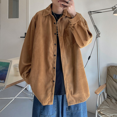 Πουκάμισα Ανδρικά ρετρό κοτλέ Άνοιξη Casual Loose All-match Όμορφη μόδα BF Plus Size Πέτο Μασίφ Φοιτητές Νέα άφιξη Camicias