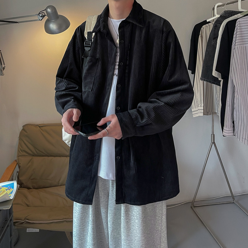 Πουκάμισα Ανδρικά ρετρό κοτλέ Άνοιξη Casual Loose All-match Όμορφη μόδα BF Plus Size Πέτο Μασίφ Φοιτητές Νέα άφιξη Camicias