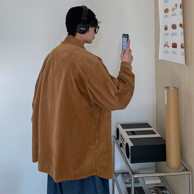 Πουκάμισα Ανδρικά ρετρό κοτλέ Άνοιξη Casual Loose All-match Όμορφη μόδα BF Plus Size Πέτο Μασίφ Φοιτητές Νέα άφιξη Camicias