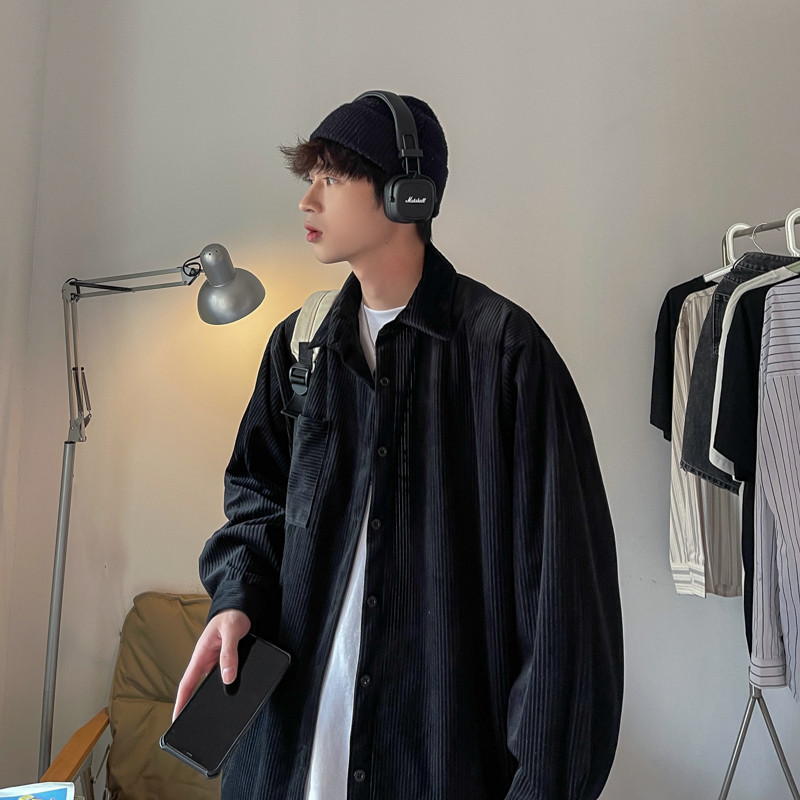 Πουκάμισα Ανδρικά ρετρό κοτλέ Άνοιξη Casual Loose All-match Όμορφη μόδα BF Plus Size Πέτο Μασίφ Φοιτητές Νέα άφιξη Camicias