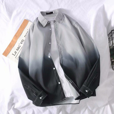 Cămăși cu mânecă lungă de vară în gradient japonez pentru băieți, fete, trenduri coreene, bluze casual pentru studenți, iubitori de bărbați, femei, cămăși unisex