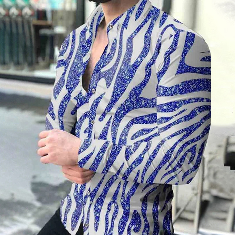 2021 Νέο ανδρικό πουκάμισο με μακρυμάνικο μπλουζάκια πόκερ τύπωμα πουκάμισο με τύπωμα με γιακά vintage πουκάμισο για άντρες