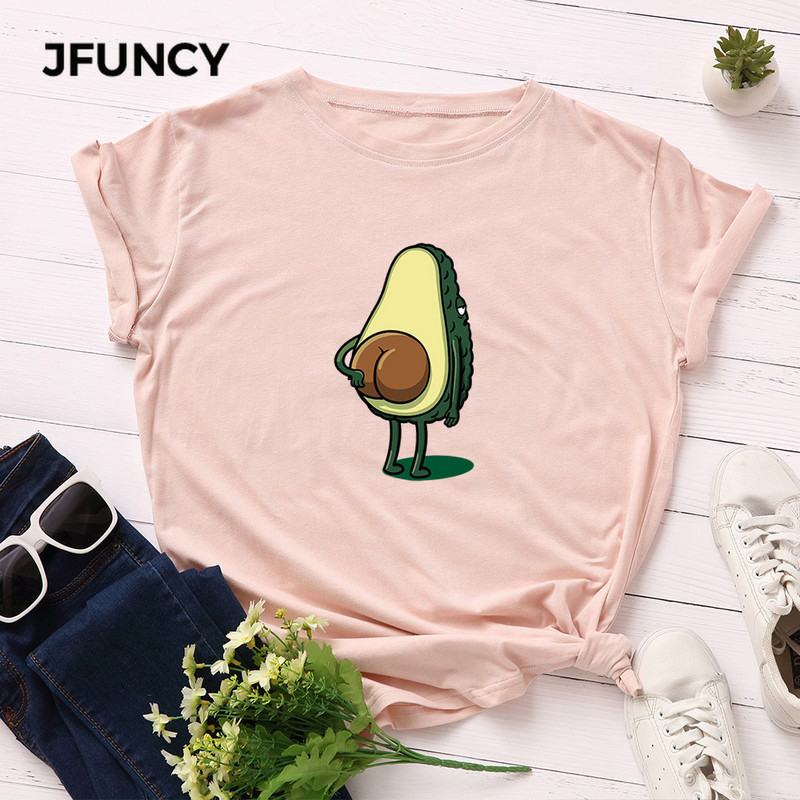 JFUNCY 100% kokvilna vasaras sieviešu T krekls ar O veida kakla izgriezumu ar īsām piedurknēm T-krekli S-5xl ikdienas sieviešu T-krekli