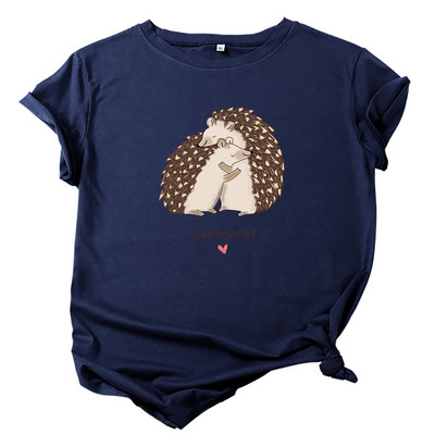 JFUNCY 2023. gada vasaras sieviešu T-krekls ar īsām piedurknēm T-krekli, lielizmēra kokvilnas sieviešu krekls