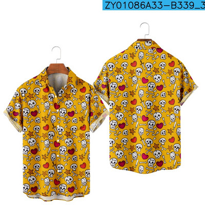 Vīriešu modes Y2K Hombre T-krekli Havaju krekls Galvaskauss 3D druka omulīgs ikdienišķs ar īsām piedurknēm pludmales lielizmēra apģērbs 0