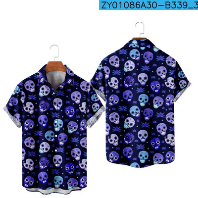 Vīriešu modes Y2K Hombre T-krekli Havaju krekls Galvaskauss 3D druka omulīgs ikdienišķs ar īsām piedurknēm pludmales lielizmēra apģērbs 0