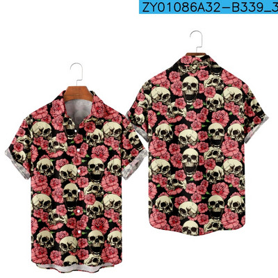 Vīriešu modes Y2K Hombre T-krekli Havaju krekls Galvaskauss 3D druka omulīgs ikdienišķs ar īsām piedurknēm pludmales lielizmēra apģērbs 0