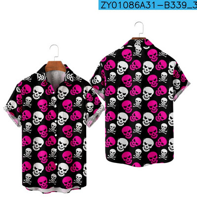 Vīriešu modes Y2K Hombre T-krekli Havaju krekls Galvaskauss 3D druka omulīgs ikdienišķs ar īsām piedurknēm pludmales lielizmēra apģērbs 0