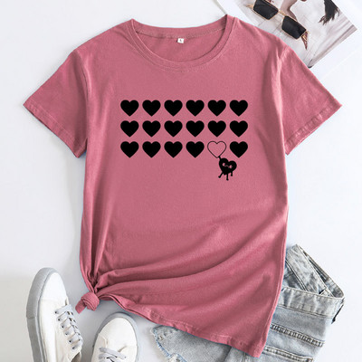 JFUNCY 2022 Summer Sieviešu T-krekls Modes apdrukas T-krekls ar īsām piedurknēm Sieviešu lielizmēra S-5XL Kokvilnas T-krekli Top sieviešu apģērbi