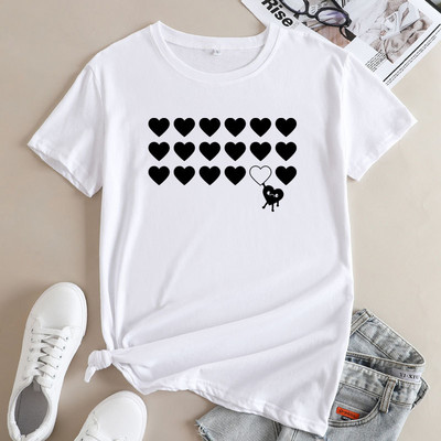 JFUNCY 2022 Summer Sieviešu T-krekls Modes apdrukas T-krekls ar īsām piedurknēm Sieviešu lielizmēra S-5XL Kokvilnas T-krekli Top sieviešu apģērbi