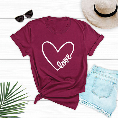 JFUNCY Καλοκαιρινό βαμβακερό γυναικείο μπλουζάκι Heart Love Print Μπλουζάκια κοντομάνικο γυναικείο μπλουζάκι Casual Loose γυναικείο μπλουζάκι