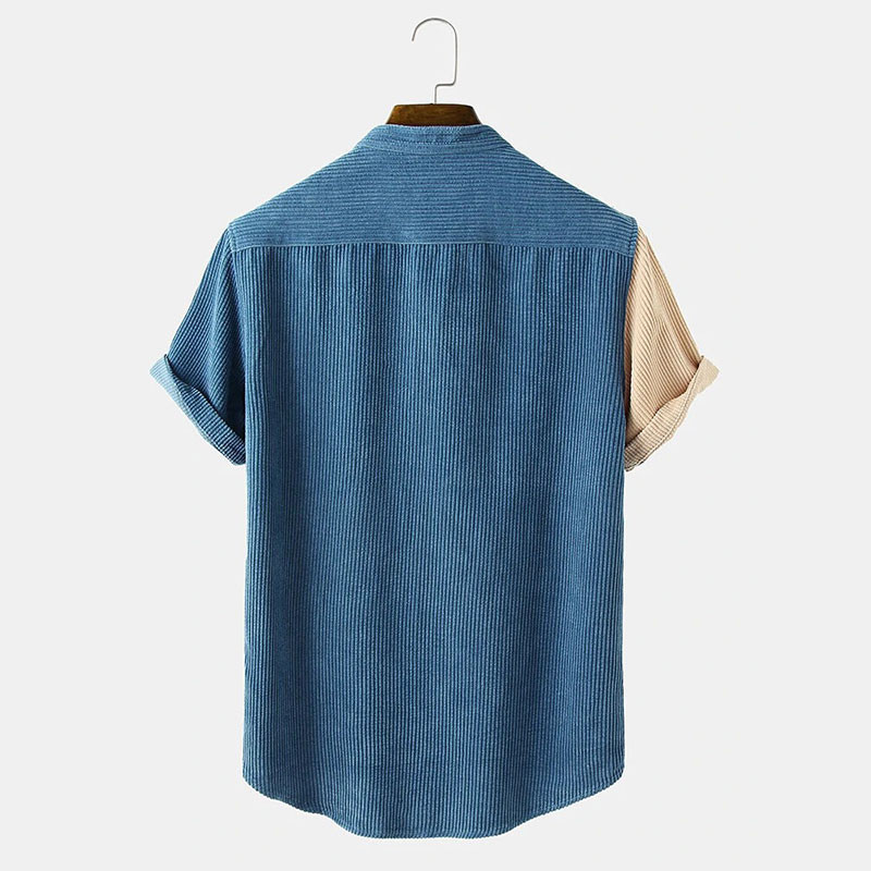 2023 Κοτλέ κοντό μανίκι Ανδρικό πουκάμισο Streetwear casual συνονθύλευμα με γιακά πουκάμισο με κουμπιά με κουμπιά με τσέπες πολυτέλεια