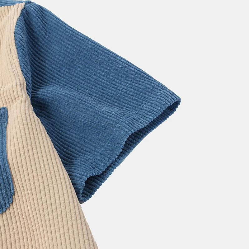 2023 Κοτλέ κοντό μανίκι Ανδρικό πουκάμισο Streetwear casual συνονθύλευμα με γιακά πουκάμισο με κουμπιά με κουμπιά με τσέπες πολυτέλεια