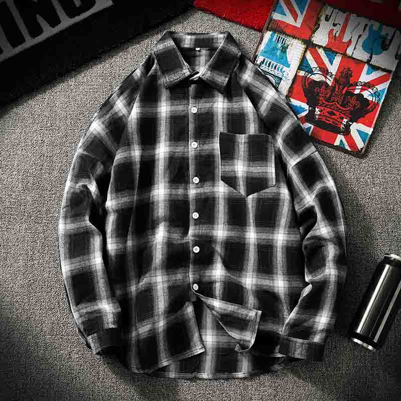 Καρό πουκάμισο φανελένιο καρό πουκάμισο ανδρικό πουκάμισο μακρυμάνικο Chemise Homme βαμβακερό ανδρικό καρό πουκάμισο Νέα φθινοπωρινή μόδα μάρκα ανδρών C