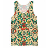 CJLM Retro Animal Bird Virágmintás Férfi nadrág felsők O-nyakú szinglett 3D mintás mellény Ruhák Ujjatlan ing Harajuku stílus