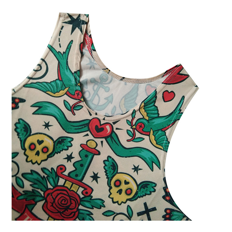 CJLM Retro Animal Bird Virágmintás Férfi nadrág felsők O-nyakú szinglett 3D mintás mellény Ruhák Ujjatlan ing Harajuku stílus