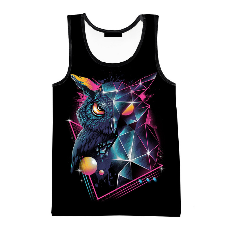 Καυτές εκπτώσεις Νέα μόδα Casual στυλ Κουκουβάγια 3D τυπωμένες μπλούζες τανκς Unisex Μοντέρνα streetwear Υπερμεγέθη ανδρικά ρούχα Ropa Hombre