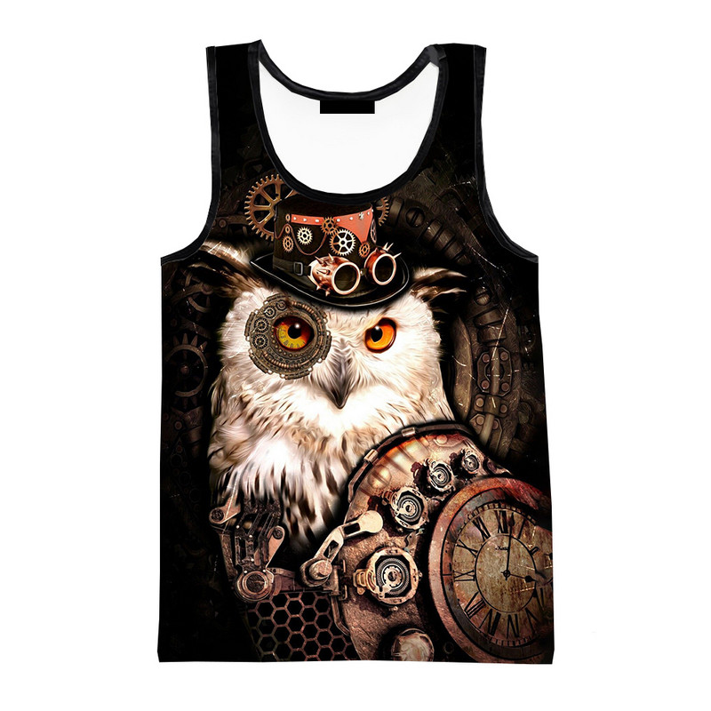 Καυτές εκπτώσεις Νέα μόδα Casual στυλ Κουκουβάγια 3D τυπωμένες μπλούζες τανκς Unisex Μοντέρνα streetwear Υπερμεγέθη ανδρικά ρούχα Ropa Hombre