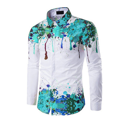 Cămașă cu rever la modă Bărbați Dungi de culoare încrucișată Violet Albastru Ocazional petrecere sportivă Material confortabil de calitate Primăvară Vară Nou