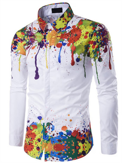 Cămașă cu rever la modă Bărbați Dungi de culoare încrucișată Violet Albastru Ocazional petrecere sportivă Material confortabil de calitate Primăvară Vară Nou