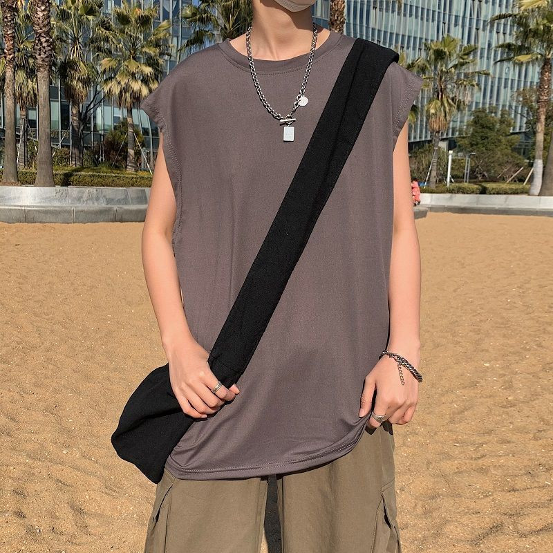 Vyriški spalvingi batai Paprasti laisvi kvėpuojantys paauglių madingi laisvalaikio viršūnės be rankovių, vasaros treniruotės Kultūrizmas plius dydis M-5XL