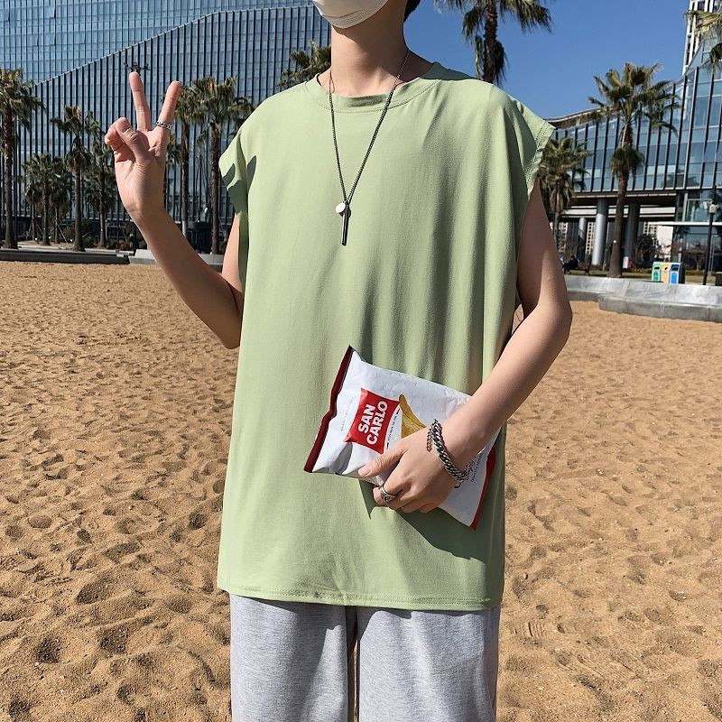 Vyriški spalvingi batai Paprasti laisvi kvėpuojantys paauglių madingi laisvalaikio viršūnės be rankovių, vasaros treniruotės Kultūrizmas plius dydis M-5XL