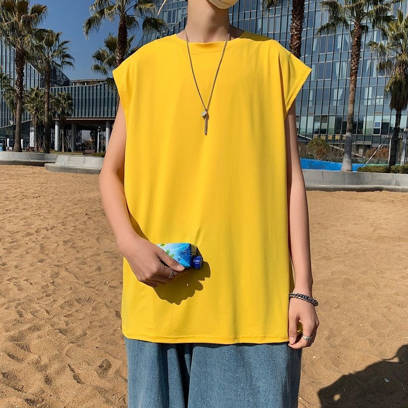 Vyriški spalvingi batai Paprasti laisvi kvėpuojantys paauglių madingi laisvalaikio viršūnės be rankovių, vasaros treniruotės Kultūrizmas plius dydis M-5XL