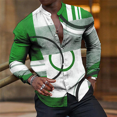 2023 Νέα ανδρική δημιουργική μουσική μόδα Πολυτελής βάση γραφικών HD γιακά μακρυμάνικο πουκάμισο σχεδιαστής σχεδίασης μουσική νότα Κορυφή