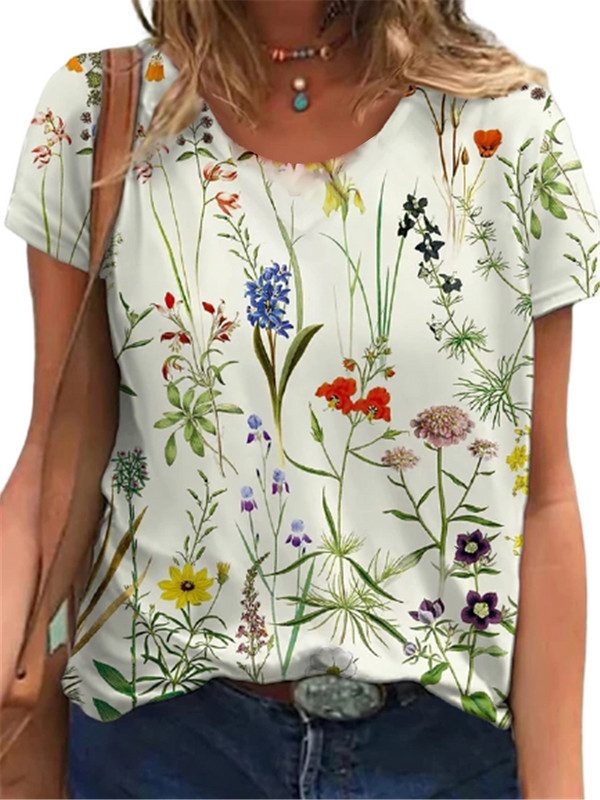 Női nyári új rövid ujjú felső 3D divatos virág rövid ujjú póló alkalmi divat trend rövid ujjú