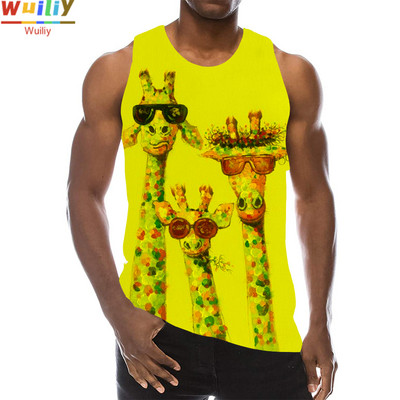 Férfi Állatok Grafikus ujjatlan 3D felső ünnepi pólók Zsiráf felsők Fiúk edzőtermi utcai ruházat újdonságos mellény