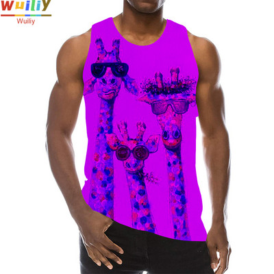 Férfi Állatok Grafikus ujjatlan 3D felső ünnepi pólók Zsiráf felsők Fiúk edzőtermi utcai ruházat újdonságos mellény