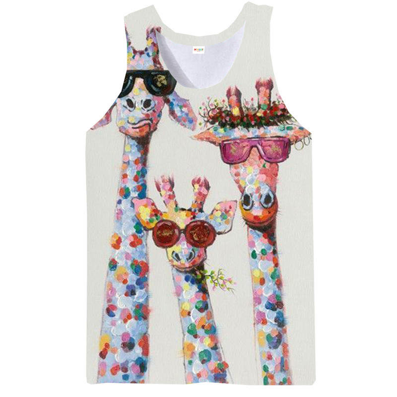 Férfi Állatok Grafikus ujjatlan 3D felső ünnepi pólók Zsiráf felsők Fiúk edzőtermi utcai ruházat újdonságos mellény