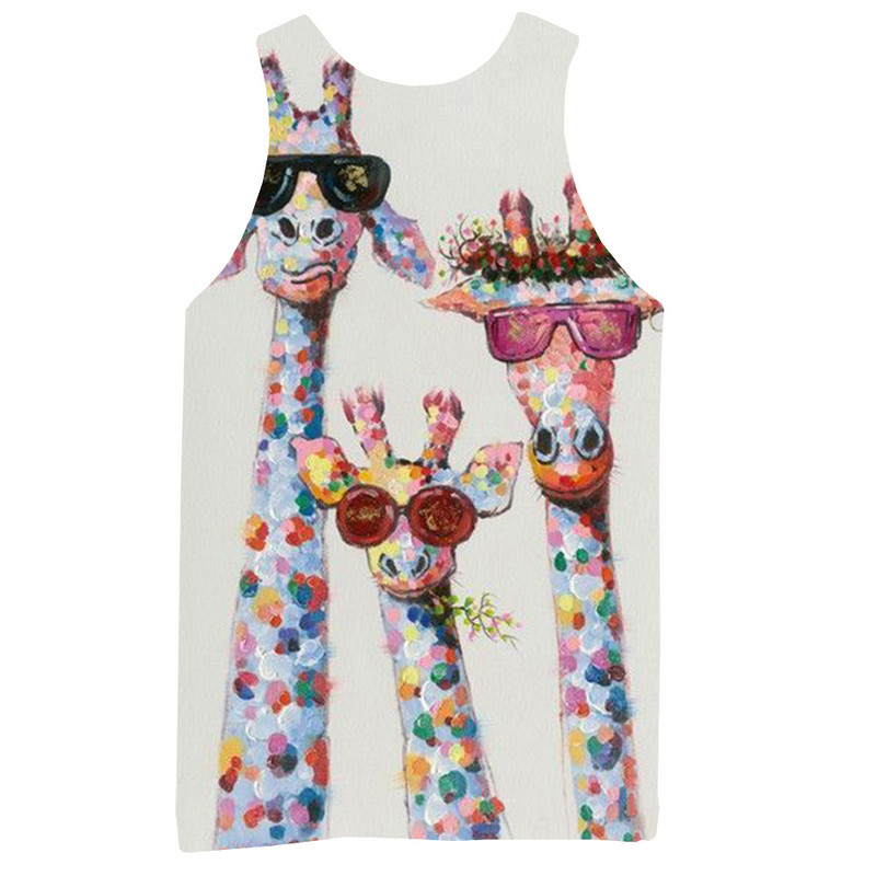 Férfi Állatok Grafikus ujjatlan 3D felső ünnepi pólók Zsiráf felsők Fiúk edzőtermi utcai ruházat újdonságos mellény