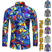 Ανδρικό μακρυμάνικο πουκάμισο με κλασικό σχέδιο με κουμπιά καθημερινά, εκθαμβωτικό, πολύχρωμο πουκάμισο με στάμπα, Slim Fit, Commuter πουκάμισο XS-8XL