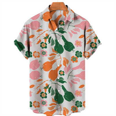 Férfi Gyümölcsmintás Eredeti Túlméretes Alkalmi Virágos Hawaii Rövid ujjú Ingek Load Stone Ruházat Elegáns Harajuku Nyár