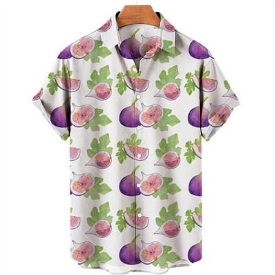 Férfi Gyümölcsmintás Eredeti Túlméretes Alkalmi Virágos Hawaii Rövid ujjú Ingek Load Stone Ruházat Elegáns Harajuku Nyár