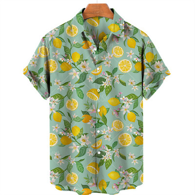 Férfi Gyümölcsmintás Eredeti Túlméretes Alkalmi Virágos Hawaii Rövid ujjú Ingek Load Stone Ruházat Elegáns Harajuku Nyár