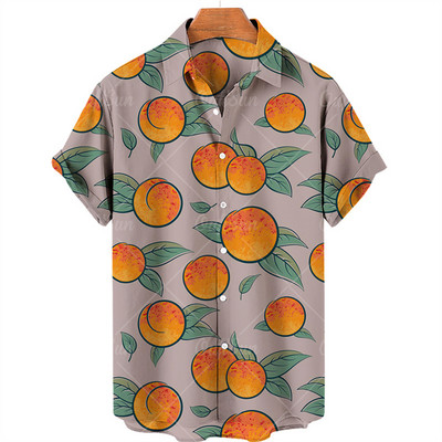 Férfi Gyümölcsmintás Eredeti Túlméretes Alkalmi Virágos Hawaii Rövid ujjú Ingek Load Stone Ruházat Elegáns Harajuku Nyár